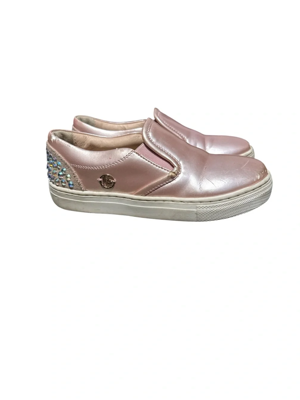 Blumarine Girls Metallic Pink Rhinestone Slip On Sneakers Size EU 29 l